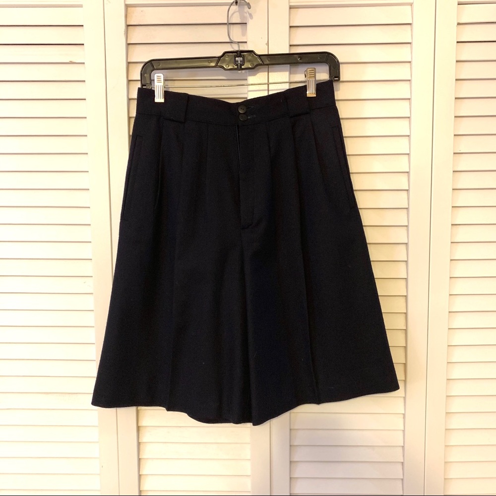 Vintage Navy Blue Wool Knee Length Shorts